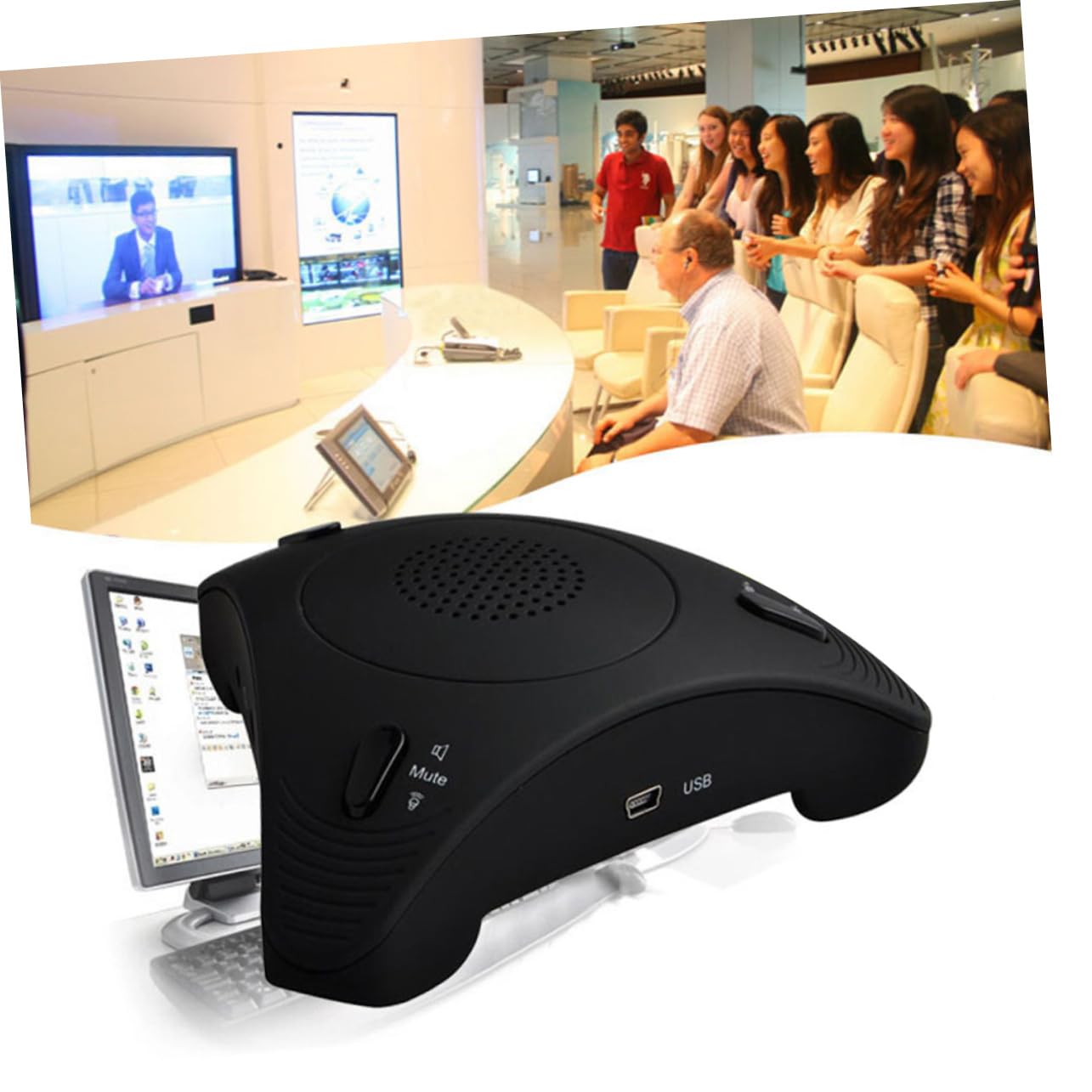 SUPVOX Microfono USB Omnidirezionale Nero Riduzione Dell’eco, Alta Sensibilità e Controllo Automatico del Guadagno, per Riunioni di Gruppo