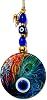 Fusion Glass Peacock Feather Pattern 12x12 Cm 12x30 Cm Handmade Wall Ornament Evil Eye with Evil Eye Beads