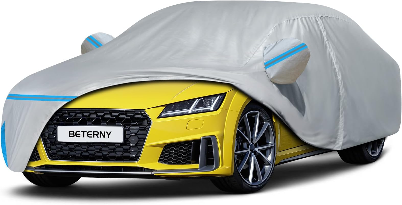 Car Cover for 2006-2024 Audi TT/TTS/TTRS Coupe Roadster, Waterproof Custom-fit All Weather Sun Rain UV Dust Snow Protection Windproof Outdoor Full Car Cover with Door Zipper and Cotton Lining-Gray