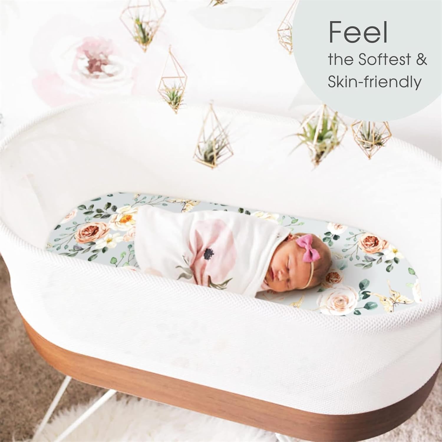 Baby Fitted Sheet, Newborns Baby Fitted Sheet Crib Bed Cover Sheet Fitted Bassinet Sheets Mattress Cover Soft Removable Bedding Supplies, 2pcs set5