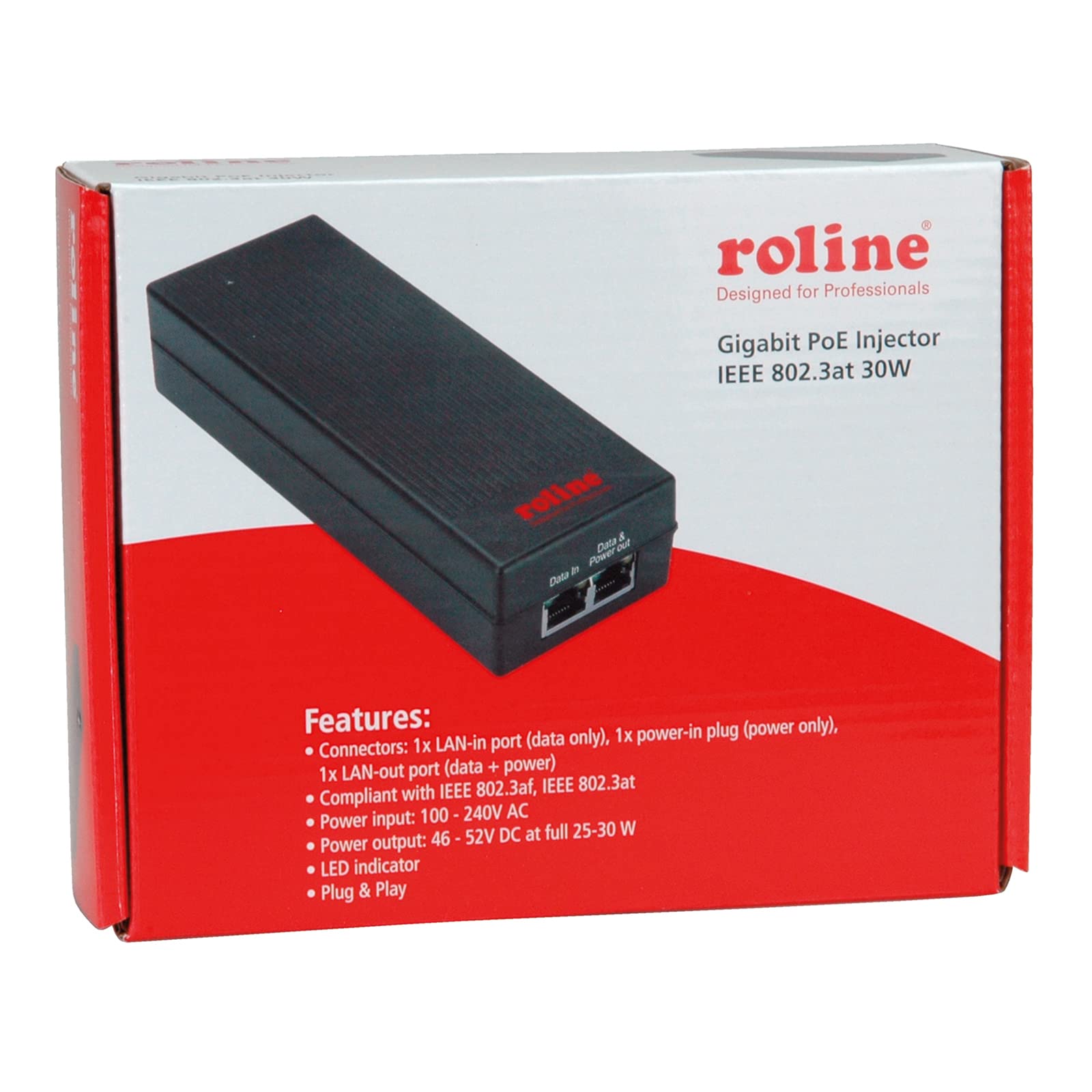 ROLINE Injecteur PoE I Gigabit Ethernet I PSE, 30W
