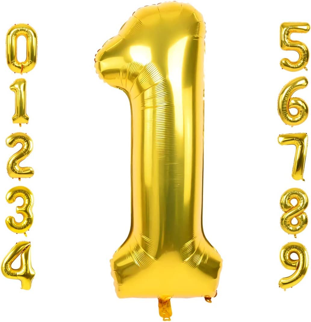 40 Inch Large Number Gold Balloon Mylar Helium Balloons For Birthday Party Celebration Decoration Graduation Anniversary Baby Shower (40 Inch Gold Number 1)