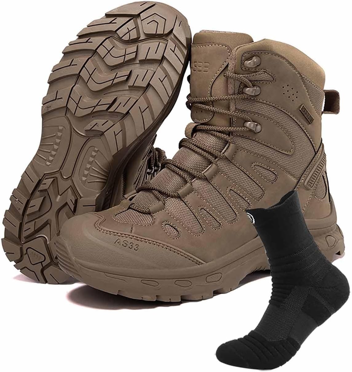 CLSQLXYJZC Tactical Military Boots, Lightweight Combat Boots with Sports Socks Durable Waterproof Hiking Work Boots Desert Boots Outdoor Motorcycle Boots