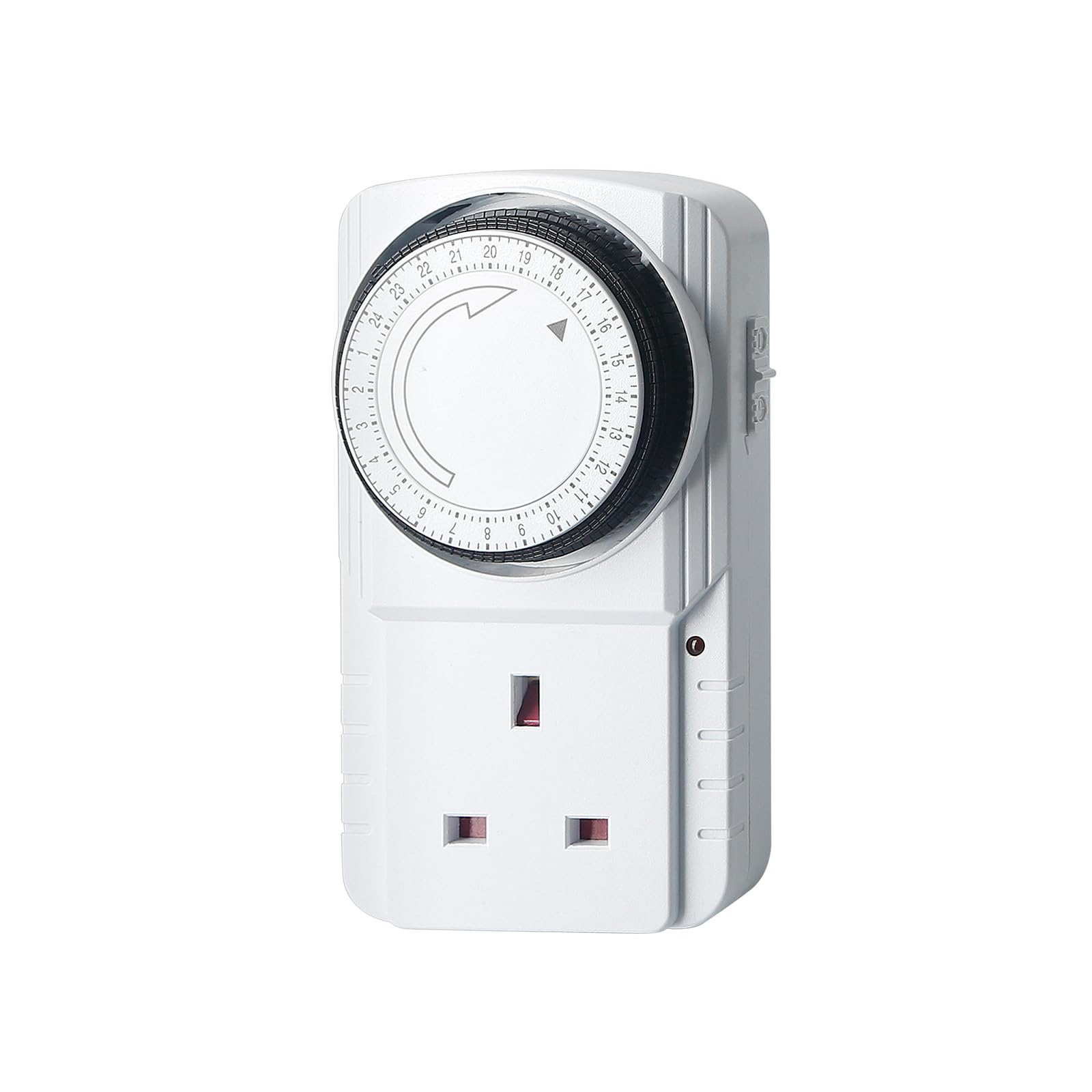 24 Hour Segment Mechanical Timer Switch, Indoor Timer Plug Socket UK for Lamps, Indoor Lights, Coffee Machine, Home Appliances, MAX Load. 13A 3200W, 1 Pack
