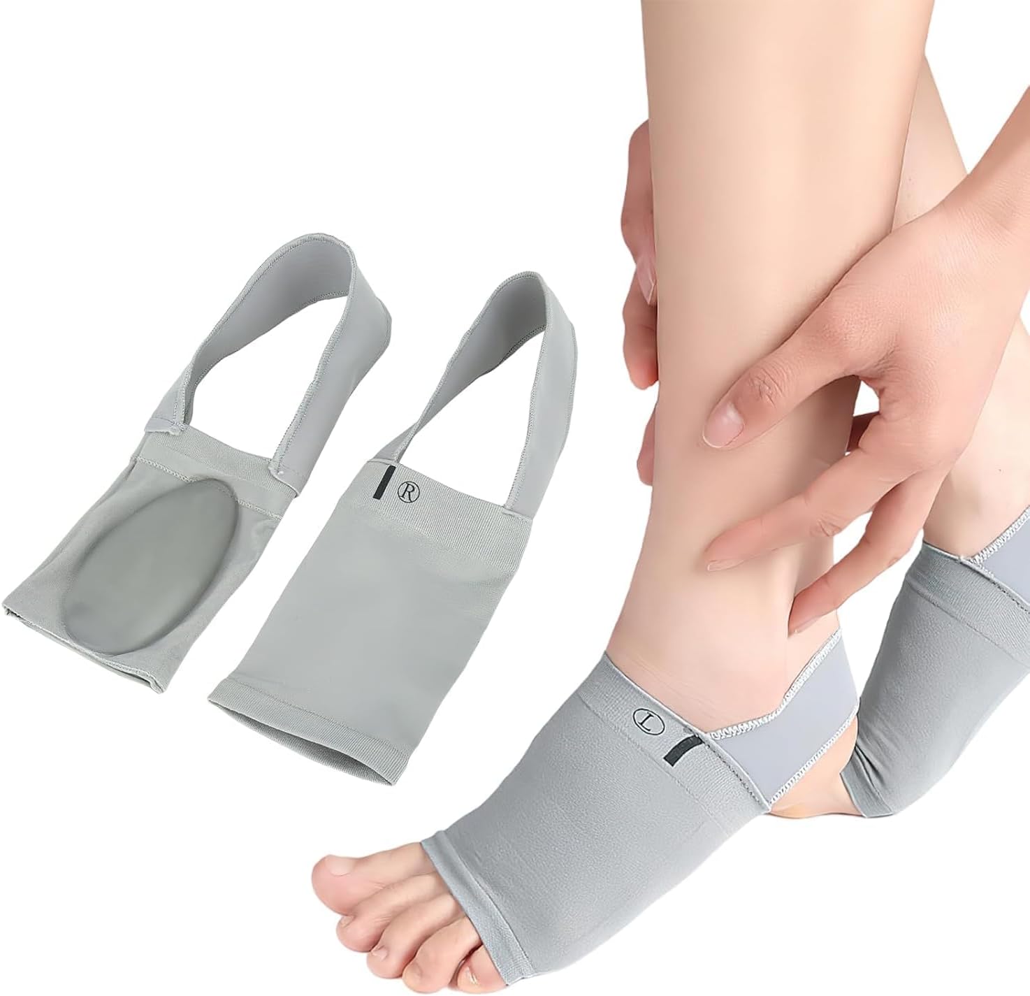 Flat Foot Arch Support for Men & Women | Medial Arch Support for Flat Feet Correction Sleeve with Cushion | Plantar Fasciitis Leg Foot Pain Relief Product(1PAIR)