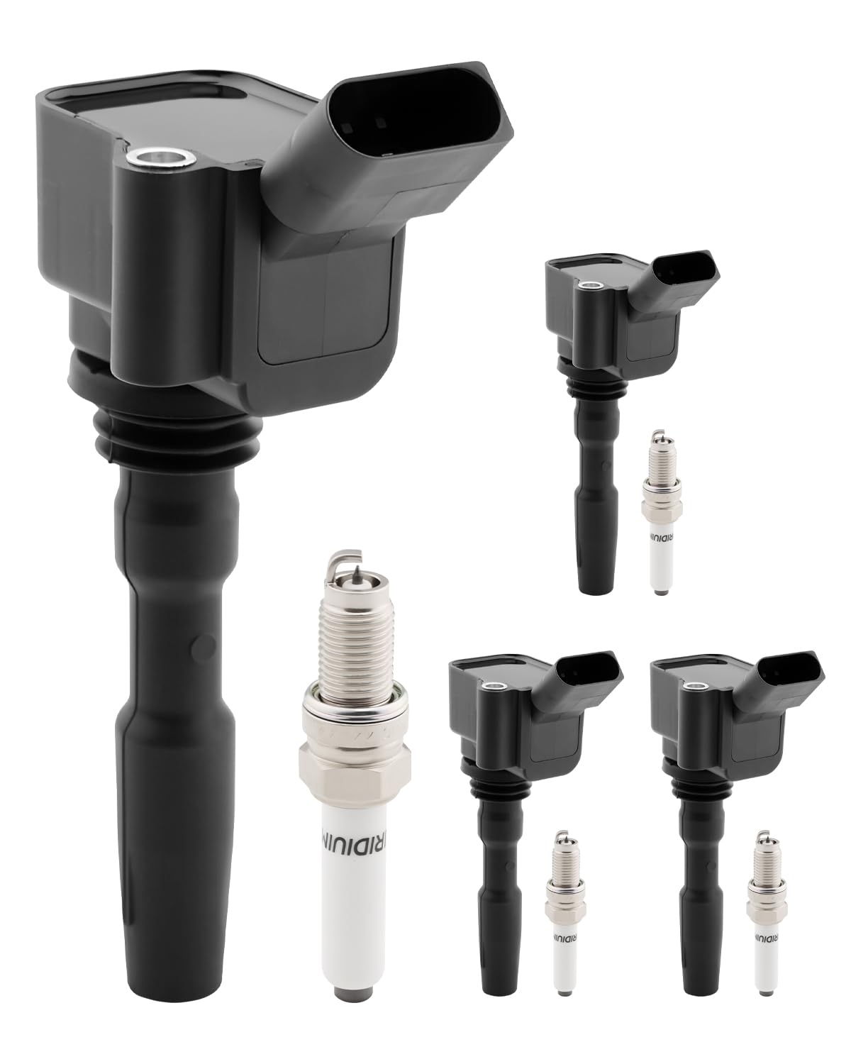 uf717 ignition coil and spark plugs fit for audi volkswagen | compatible with a3 sportback e-tron 2016-2018, jetta 2014-2021, golf 2019-2021, set of 4 coil kit replaces uf779 gn10631