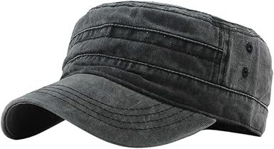 Unisex Washed Denim Military Caps 