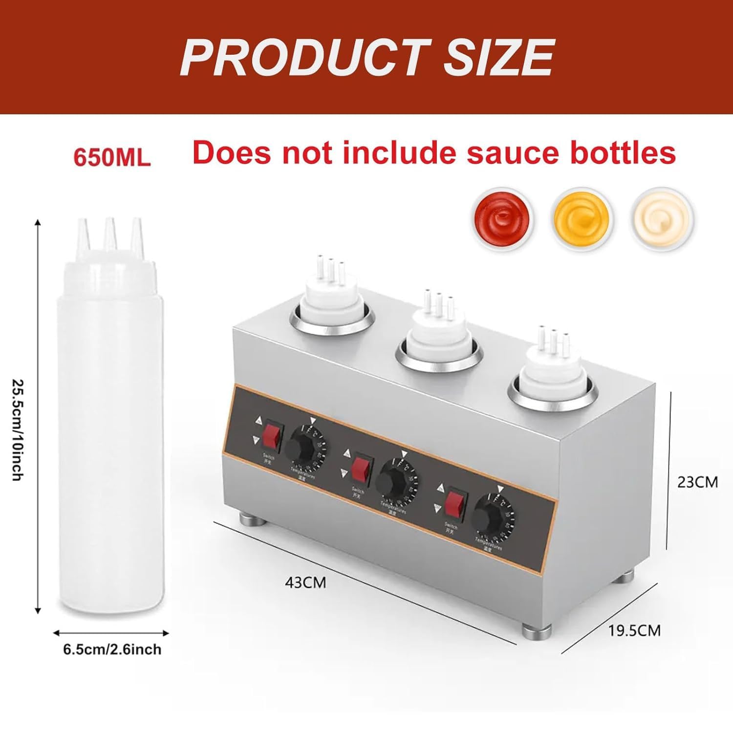 Dispensador comercial de salsa de queso con calentador, olla eléctrica para nachos, temperatura ajustable de 30 a 85 °C, capacidad de 650 ml para catering