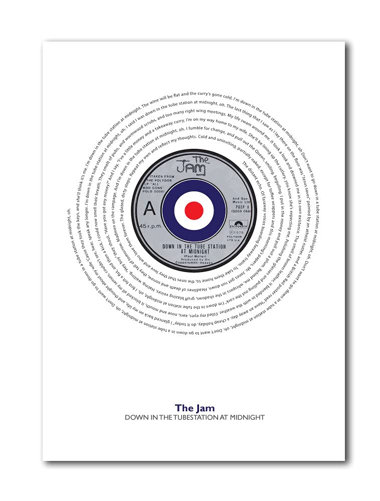Libretto Designs The Jam - Down In The Tubestation At Midnight Single Unframed Art A3 Print With Lyrics
