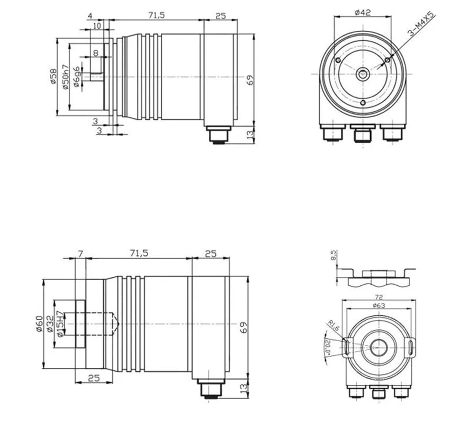1 sensore di spostamento angolare encoder rotativo assoluto del bus