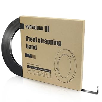 5/8" x .020" x 300 Black Steel Strapping Coil with Portable Dispensed Box Painted and Waxed Metal Band for Pallet Banding1500 lbs Break Strength