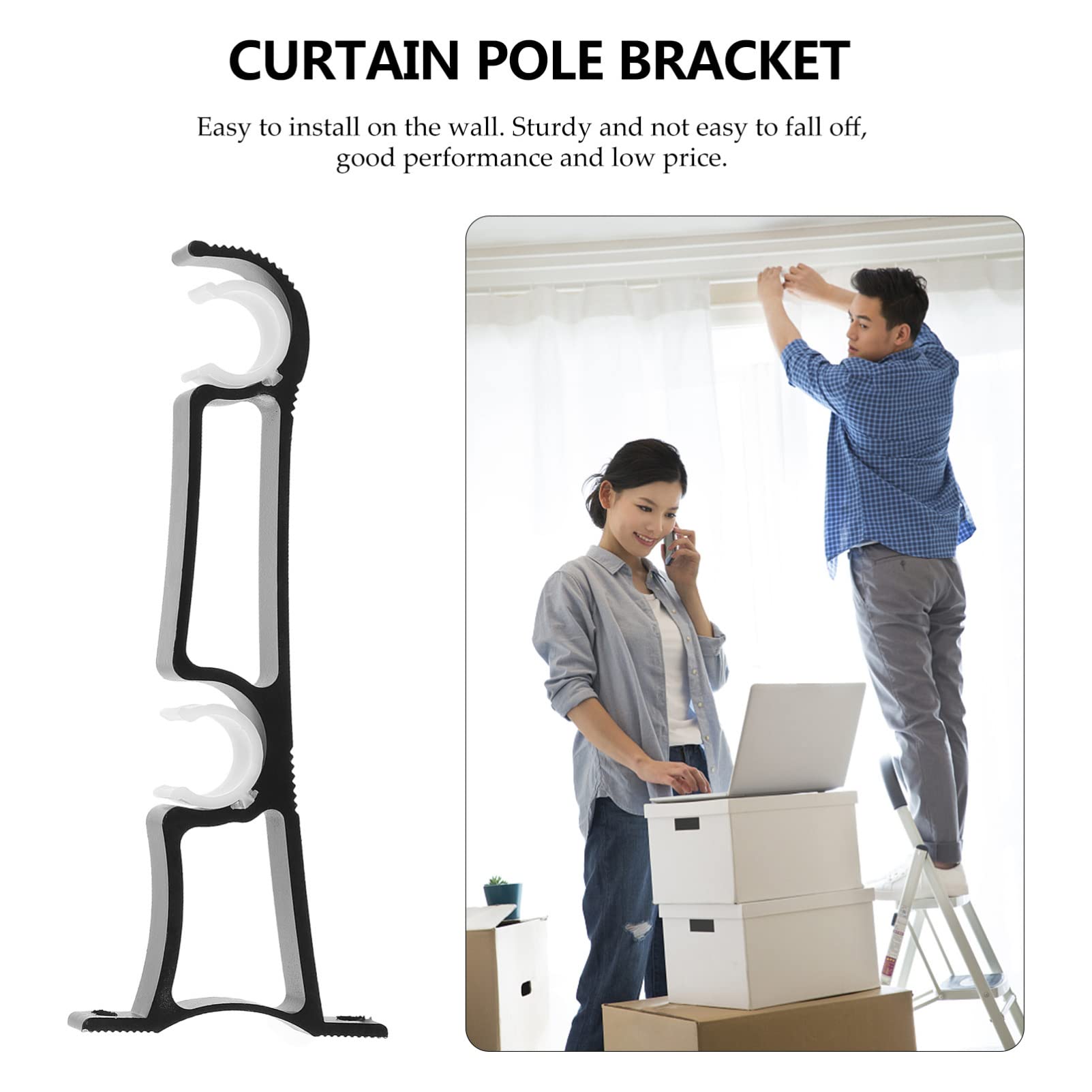 QUMIIRITY Thickened Curtain Rod Bracket Double Rod Support for Home Office Hotel Easy Install Curtain Rod Holder for Versatile Applications
