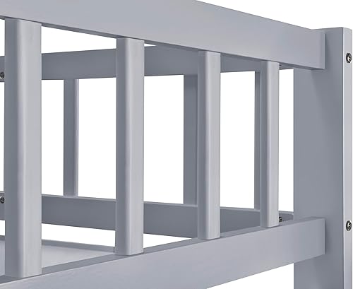 Miniatura 181 de Merax Litera de escalera individual sobre matrimonial con nido, escalera de almacenamiento y barandilla de longitud completa, litera de