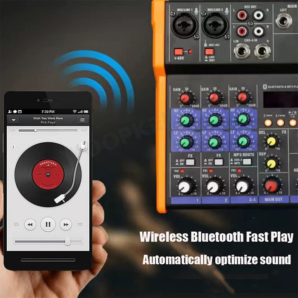 Audio-DJ-Mixer 4 Kanäle Konsole mit Mikrofon Sound Mixing Aufnahmestudio