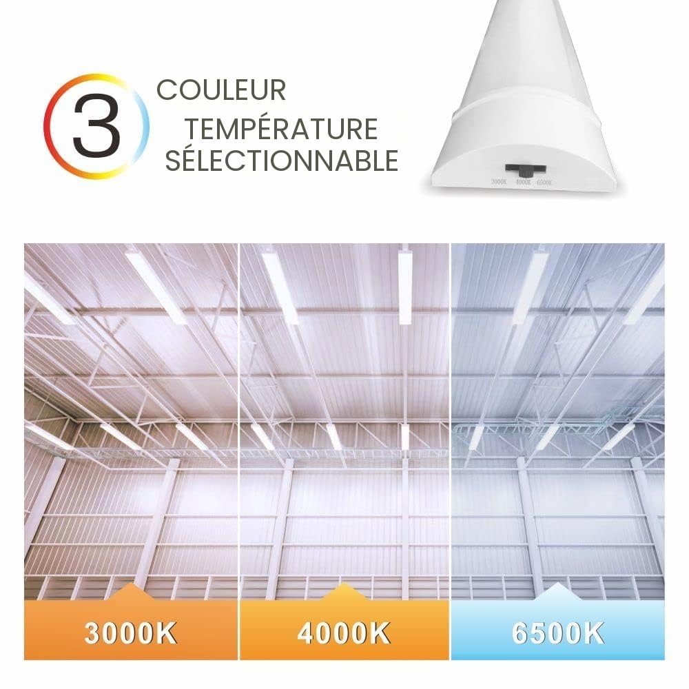 Lot de 2 Neon LED 115 cm, Reglette LED 3CCT Réglable 3000K/4000K/6500K, Luminaires Intérieur Tube pour Garage