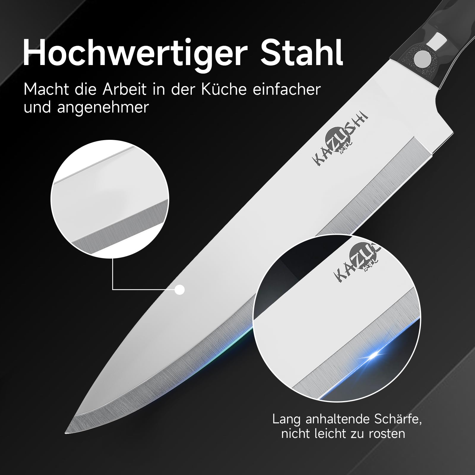 KAZUSHI Messerblock Set 19-teiliges Edelstahl Kochmesser Set mit Holzblock | Profi Küchenmesser set, Küchenset, Geschenke Scharfe