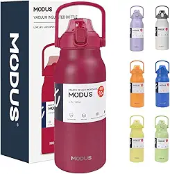 Garrafa Térmica 1700ml - Duplamente Isolada a Vácuo, Canudo e Base Emborrachada Anti Derrapante, Mantém Bebidas Quentes por 12 Horas e Geladas por 24 Horas (Vermelho)