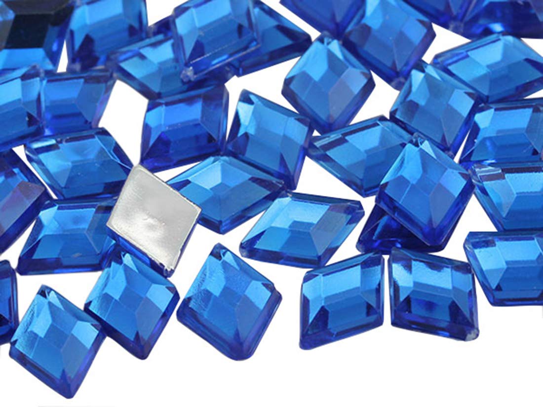 Allstarco Blue Sapphire .Ph 10X7mm Flat Back Diamond Acrylic Rhinestones Plastic Gems For Jewelry Making Costume Jewels Cosplay Embelishments - 100 Pieces