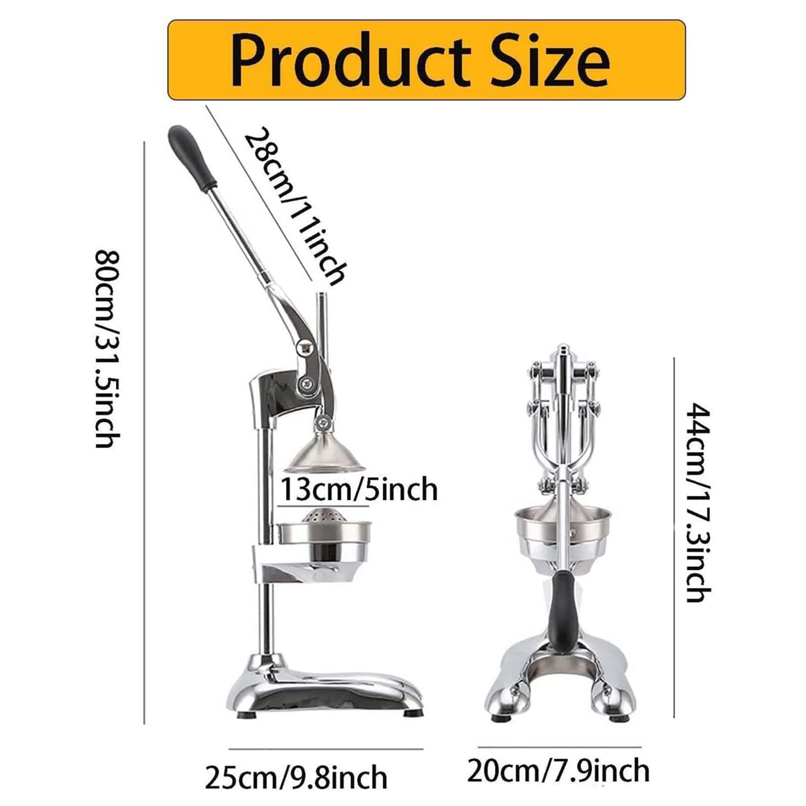 Exprimidor manual de cítricos, de acero inoxidable, exprimidor de limón y naranja, extractor de jugo eficiente para granada y lima