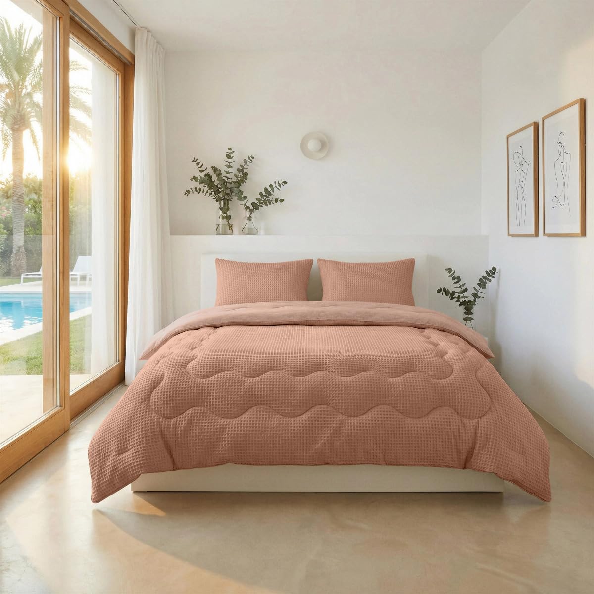 Zelesta Serene Sommerbettdecke ohne Bezug 200x220 Cm - Kühlende 2-in-1 Sommerdecke gegen Nachtschweiß, atmungsaktiv & ultraleicht, waschbar, schnelltrocknend, für Allergiker geeignet (Terrakotta Rosa)