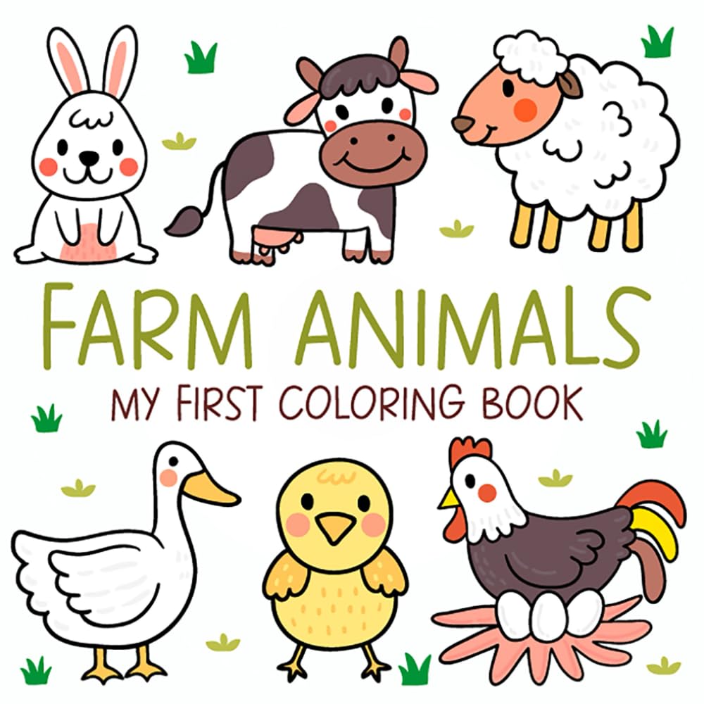Farm Animals: My First Coloring Book, Bold and Easy coloring for all ages, farm animals