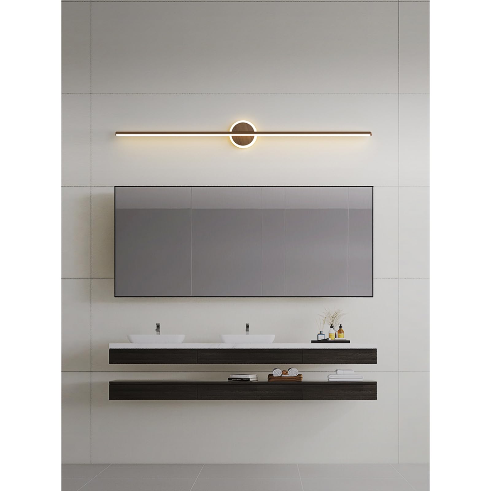 Lámpara de tocador Moderna con Espejo y Vetas de Madera, Aplique de Pared LED, luz de baño, luz de Estilo rústico, lámpara de Pared para mesita de Noche, para gabinete de baño