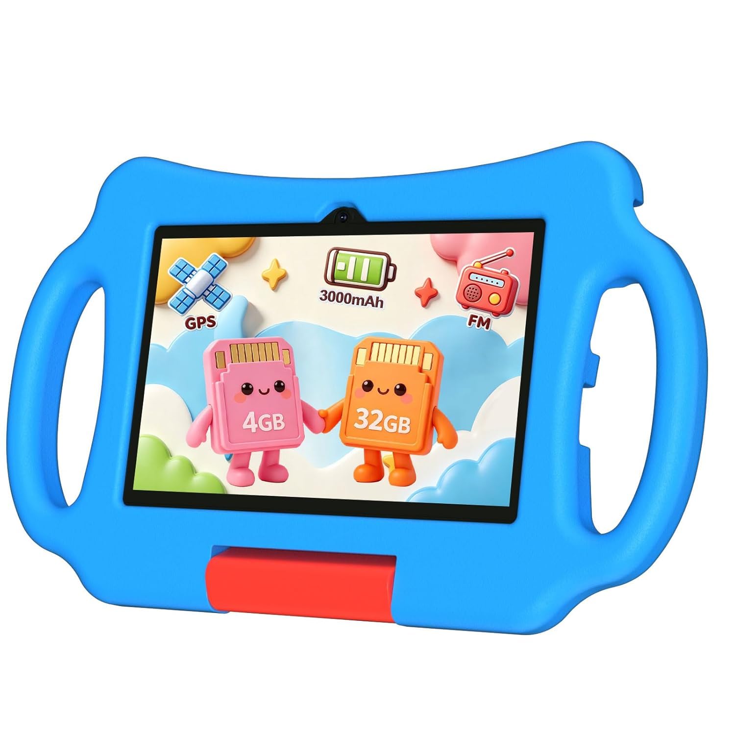Kids Tablet 7 inch Android 12.0 for Toddler, 4GB RAM 32GB ROM Bluetooth IPS Screen Parental Control Dual Camera Shockproof Case for Educational Games (Blue)-picture-11