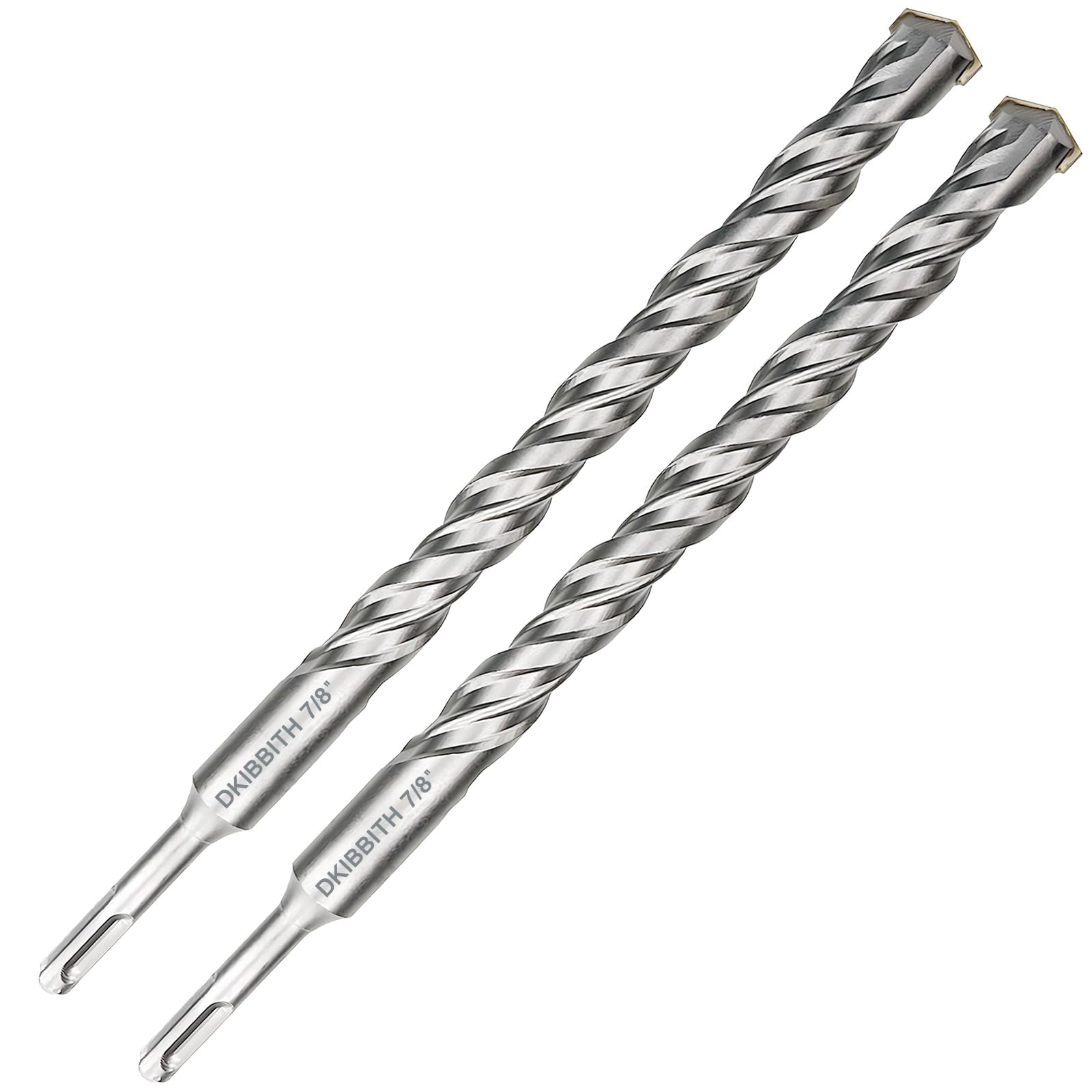 2-Pack SDS Plus Masonry Drill Bits 7/8 Inch x 12 Inch Long Rotary Hammer Drill Bits Carbide Tipped for Concrete Brick Cement Stone Block.