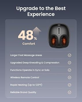 RENPHO 2026 [Upgraded] Foot Massager with Heat, Shiatsu Foot Massager for Plantar Fasciitis, FSA Eligible HSA Store Eligible, Deep-Kneading & Compression, Birthday Gifts for Women Men, Size Up to 12