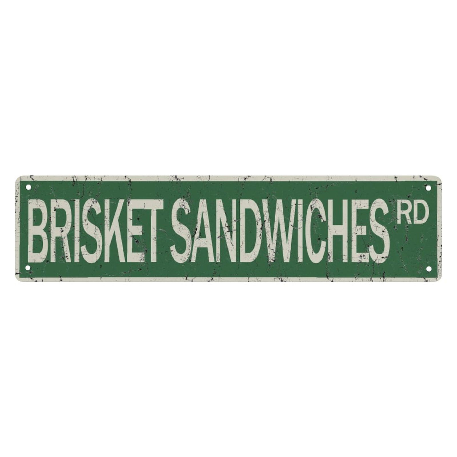Road Sign Brisket Sandwiches Rd Metal Sign Vintage Rustic Lake Beach House Cottage Cabin Cave Wall Decor Sign 4X16 Inch