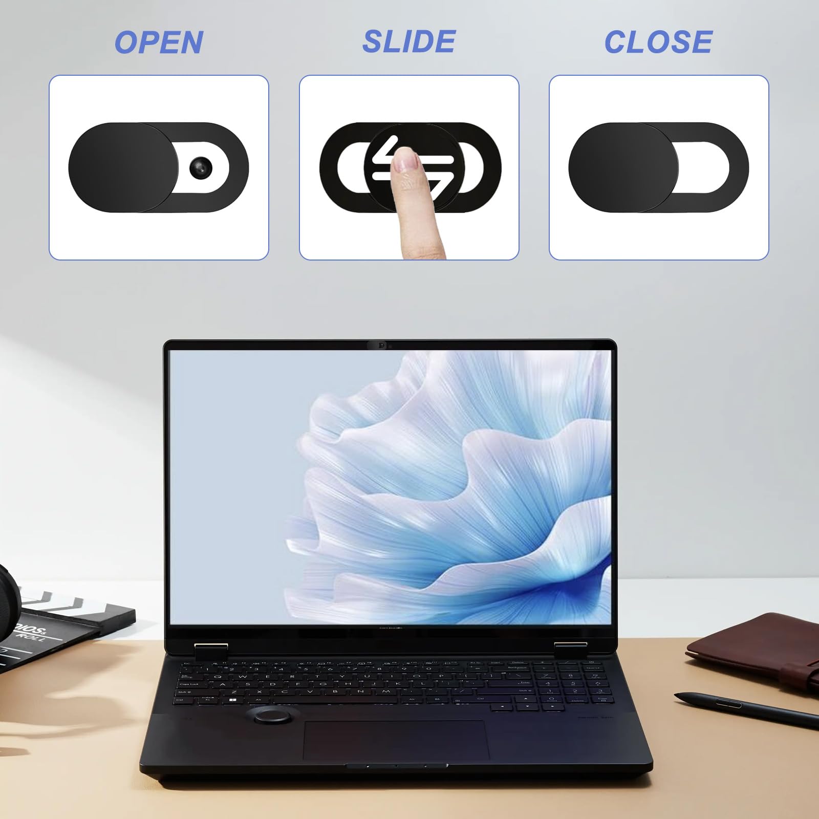 Coperture per Webcam Ultra Sottili per Computer Portatili Smartphone Tablet PC Bianco Nero
