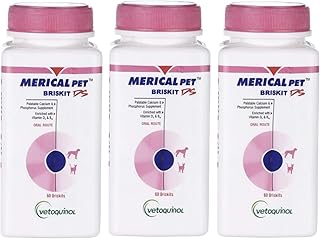 BULLYPET MERICAL PET BRISKIT DS Calcium and Phosphorus Supplement for Dogs and Cats - 60 Tablets by Jolly and Cutie Pets (...