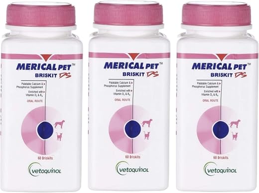 BULLYPET MERICAL PET BRISKIT DS Calcium and Phosphorus Supplement for Dogs and Cats - 60 Tablets by Jolly and Cutie Pets (...