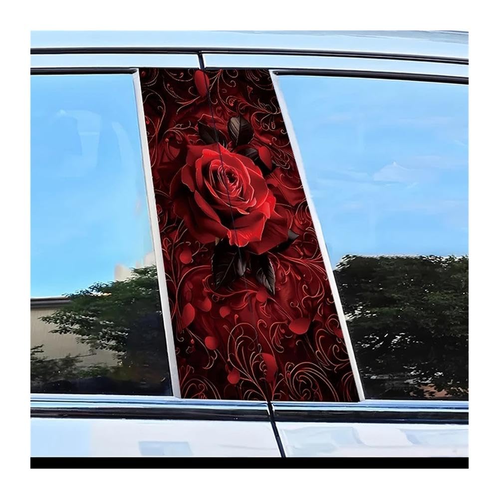 Decorative Items 2pcs Car Center Column Decal Red Rose Scratch Resistant Personalized