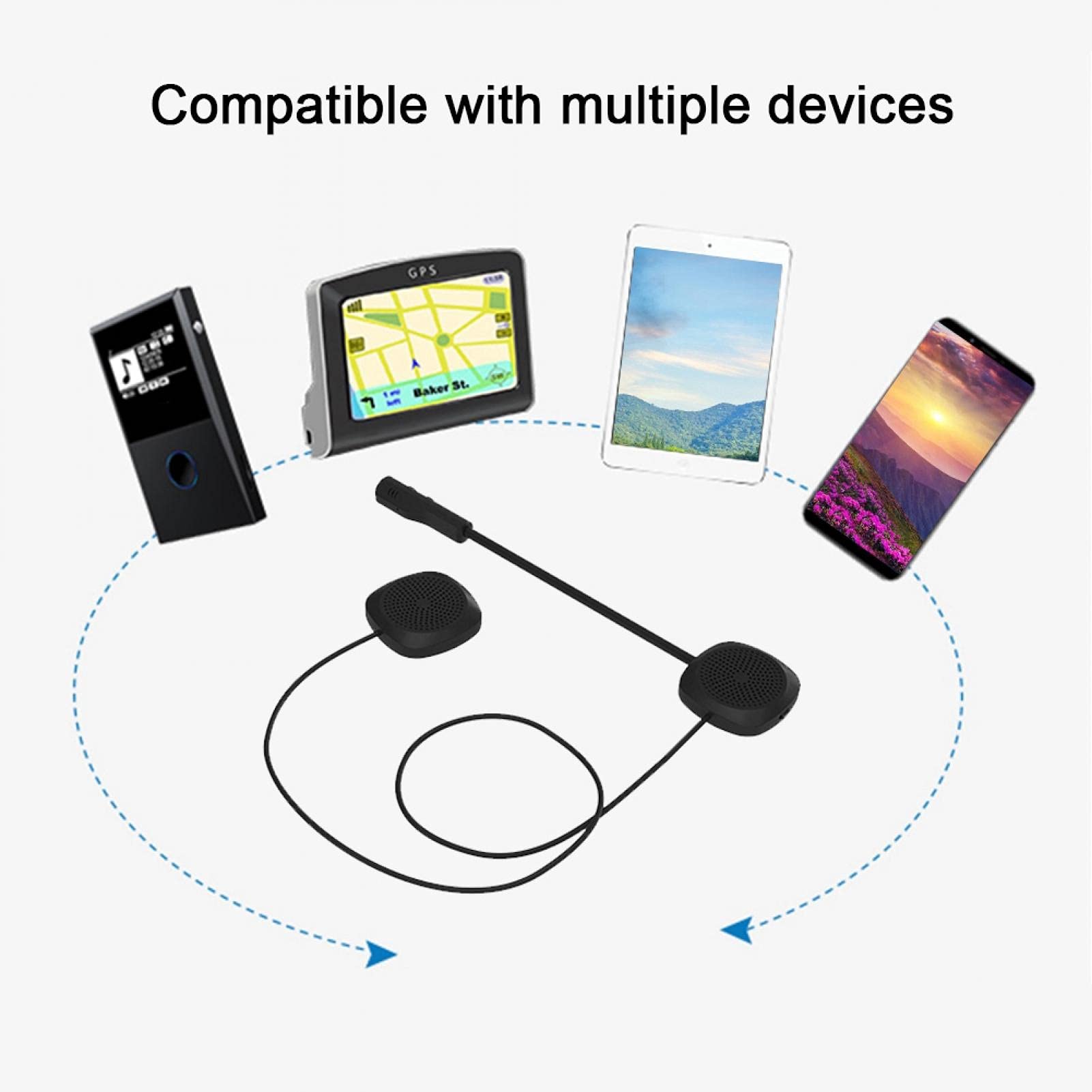 OUKENS Écouteur Bluetooth, MH04 5.0 Haut-parleurs Casque de Moto Mains Libres Casque Bluetooth stéréo Musique Appel écouteur