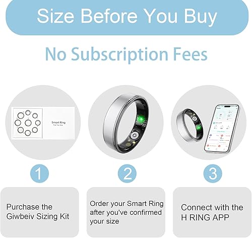 Miniatura 2 de Anillo Inteligente para Hombres Mujeres, Anillo Rastreador de Salud y Fitness con Monitor de Frecuencia Cardíaca/Seguimiento del Sueño/Oxígeno en