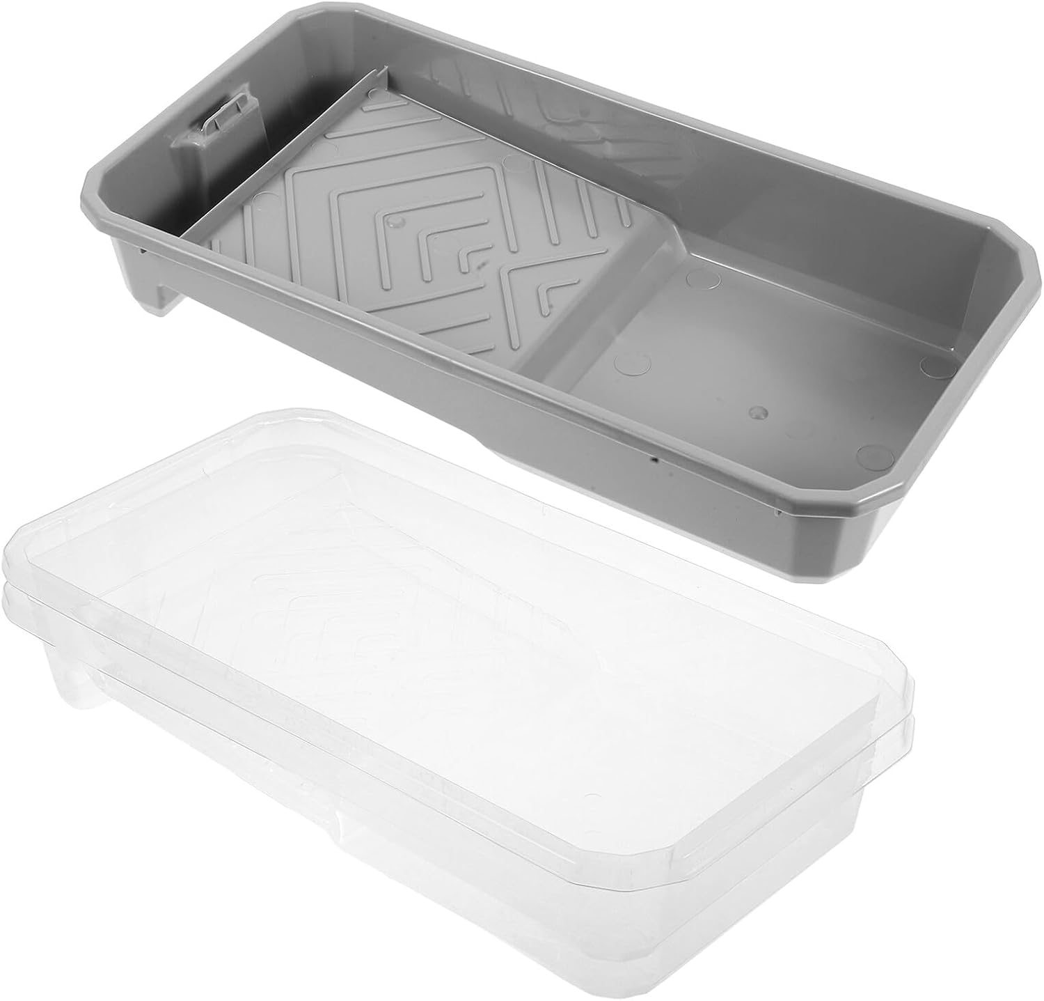 WOONEKY 4-inch Plastic Paint Roller Pan Tray Set with 2 Disposable Tray Liners for Wall Painting and Home Improvement Tools