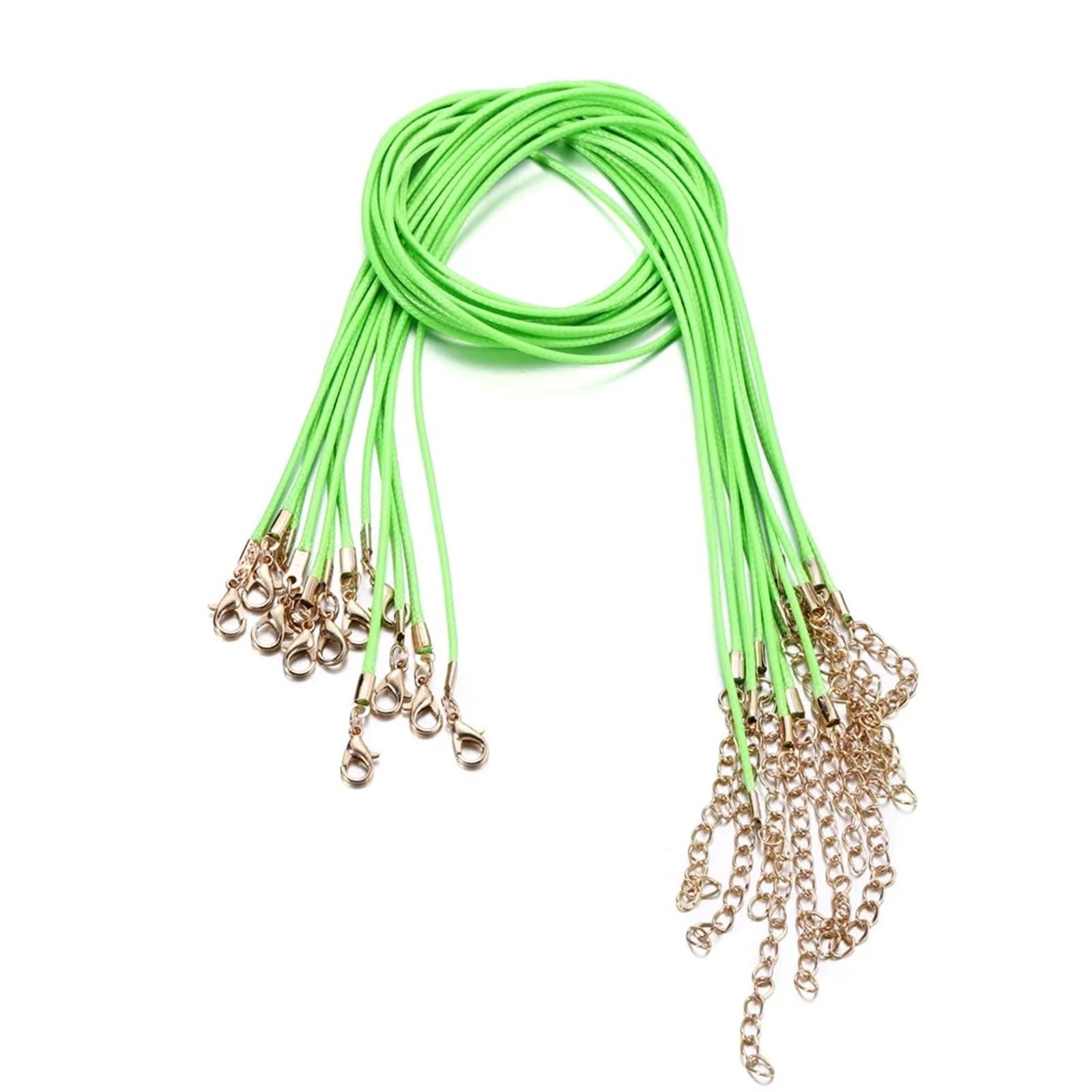 Anenog Green Leather Necklace Cord With Clasps 100Pcs 1.5Mm Handmade Leather With Lobster Clasp String Cord Adjustable Braided Rope For Diy Necklaces Pendant Charms Findings(Green)