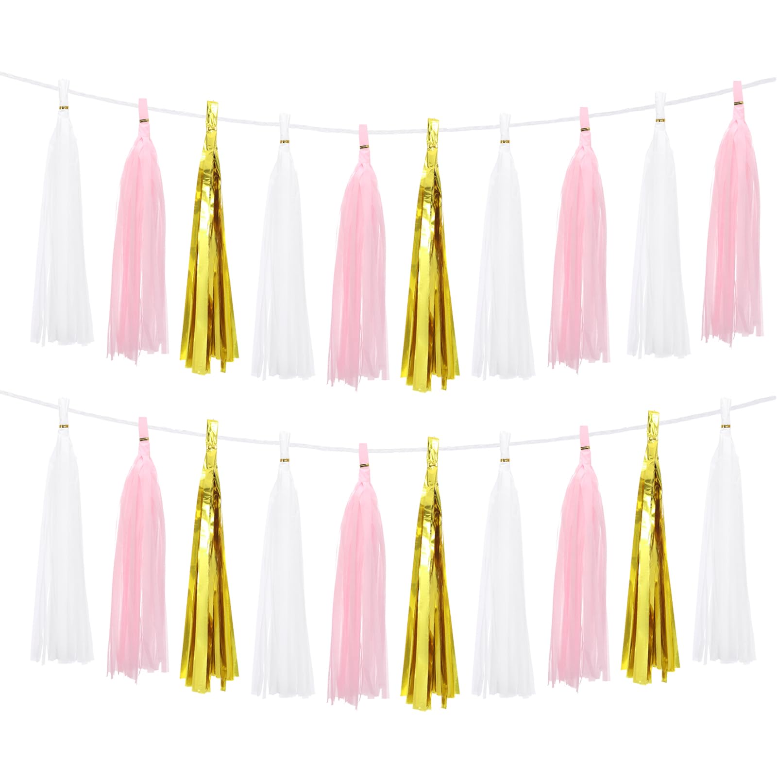 Borlas de papel de seda blanco y rosa kit bricolaje decoración bodas