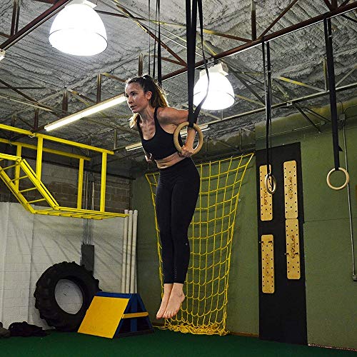UPGRADE Wooden Gymnastic Rings with Adjustable Straps - Olympic Rings for Bodybuilding, Cross Training, Fitness, Strength Training, Workout, Pull-Ups and Home Gym