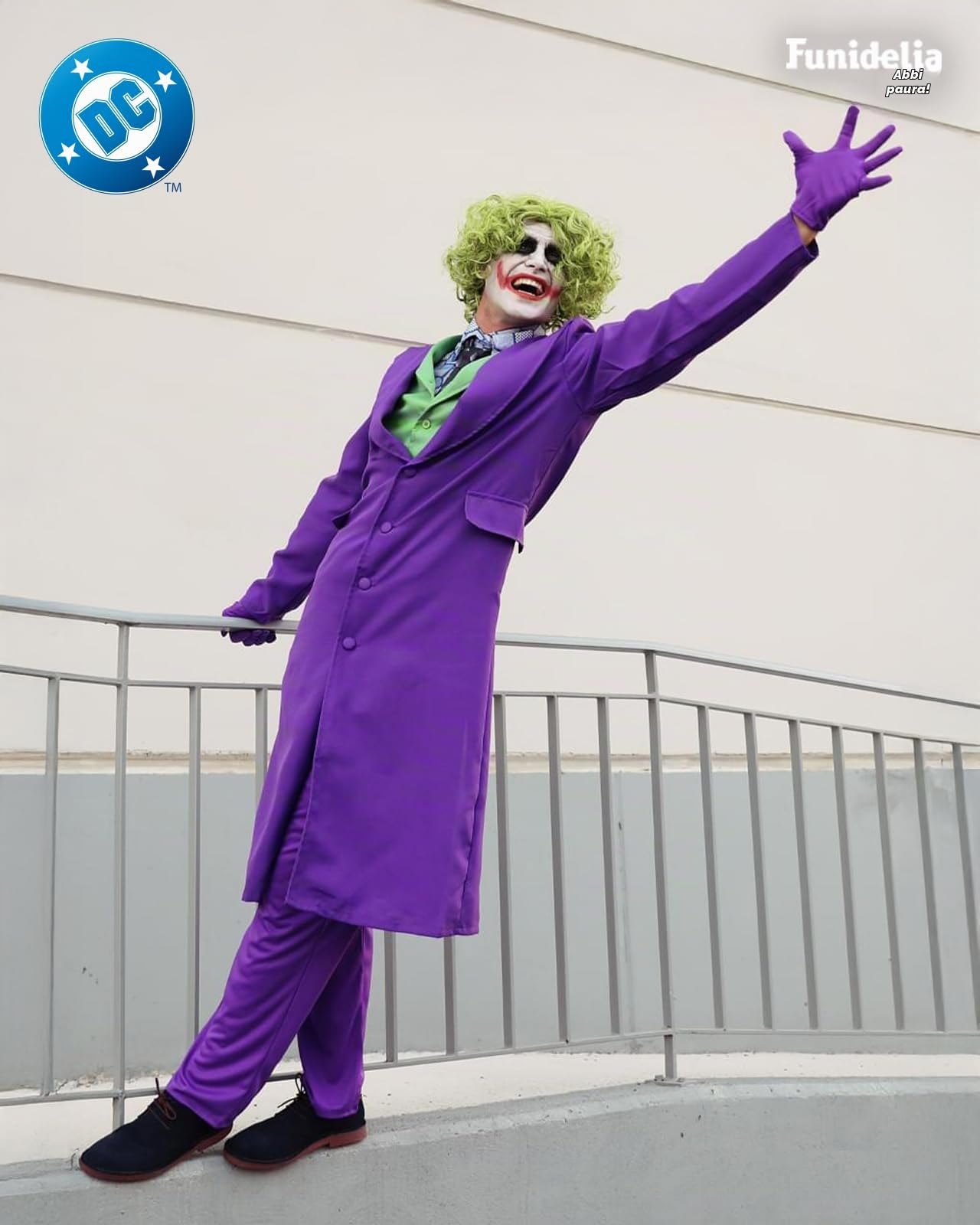 Funidelia Costume Ufficiale di Joker Il Cavaliere Oscuro per Uomo, Tenuta da Joker per adulto, Costumi per Halloween e Carnevale – Taglia XXL