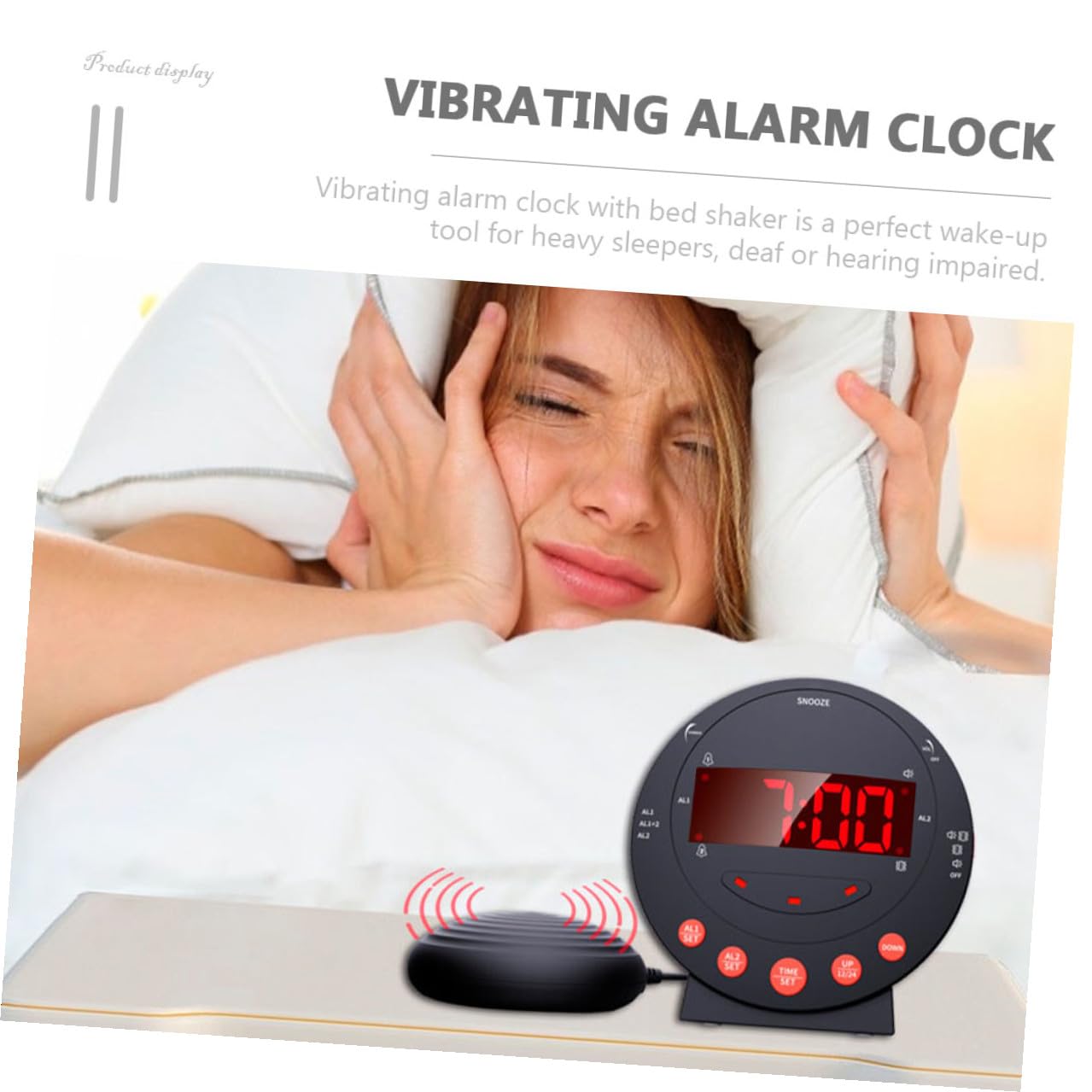 Vibrationswecker mit Starker Vibration und Lautstärke, Schwarz, USB