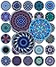 60 Precut 1" BLUE KALEIDOSCOPES Bottle Cap Images A