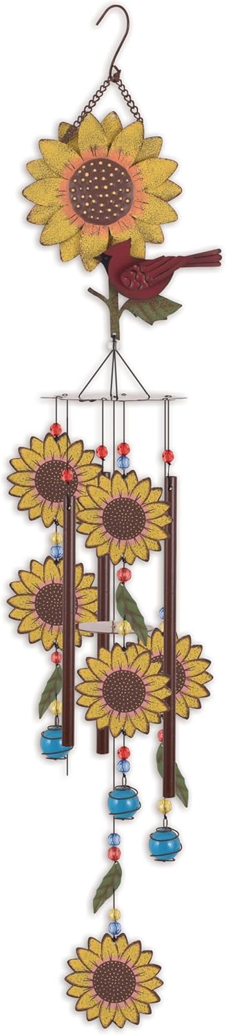 Sunset Vista Designs Cardinal and Sunflower Chime, 32-inch Height