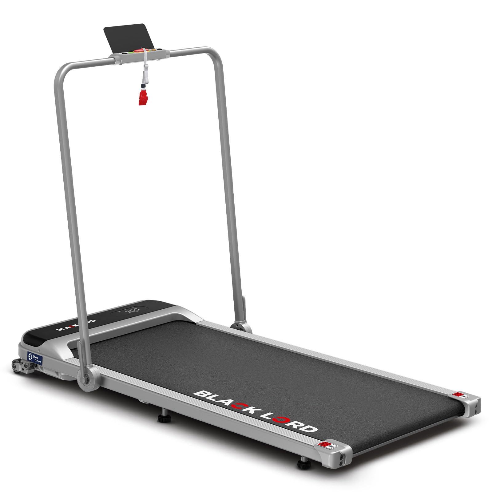 BLACK LORD 3.2HP Walking Pad with Handle, 9% Incline Foldable Under Desk Treadmills for Home, LED Display, 12 Programs, App/Wristband Control, Electric Running Machine for Walking/Jogging, Silver