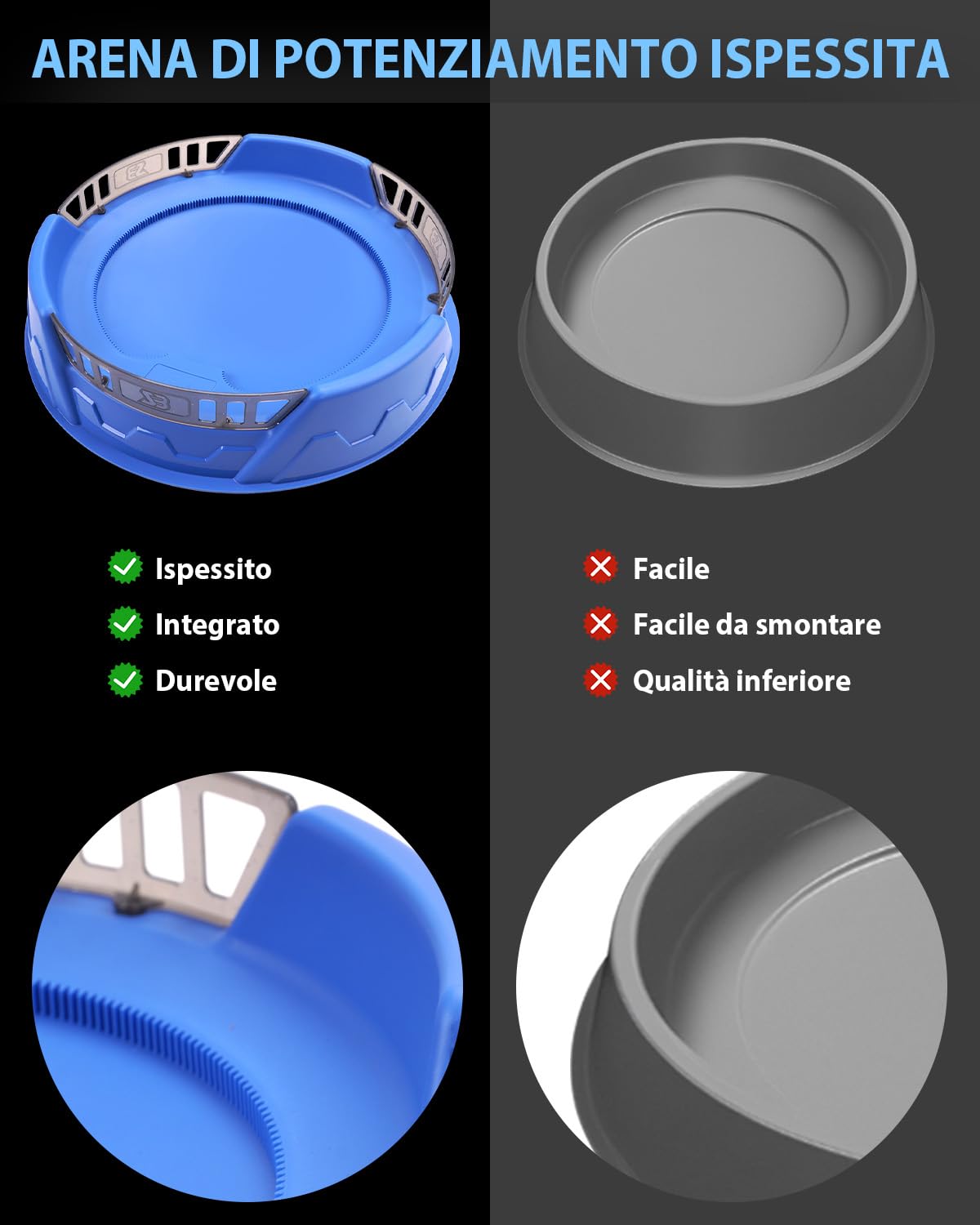 X Trottola Stadio Set da Battaglia con X Acceleration Rail, 6 trottole giocattolo e 2 lanciatori e 1 arena, arena da combattimento per bambini dai 6 anni in su, gioco Battling Xtreme, blu