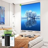 Vista 26 de TIPIACE Persianas de impresión motorizada recargables con control remoto, persiana enrollable de tela opaca completa compatible con Alexa Google