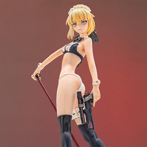 Miniatura 5 de Figura de acción de traje de sirvienta azul, elegante, atractivo, personaje de manga japonés, estatua de anime, accesorio de escritorio coleccionable