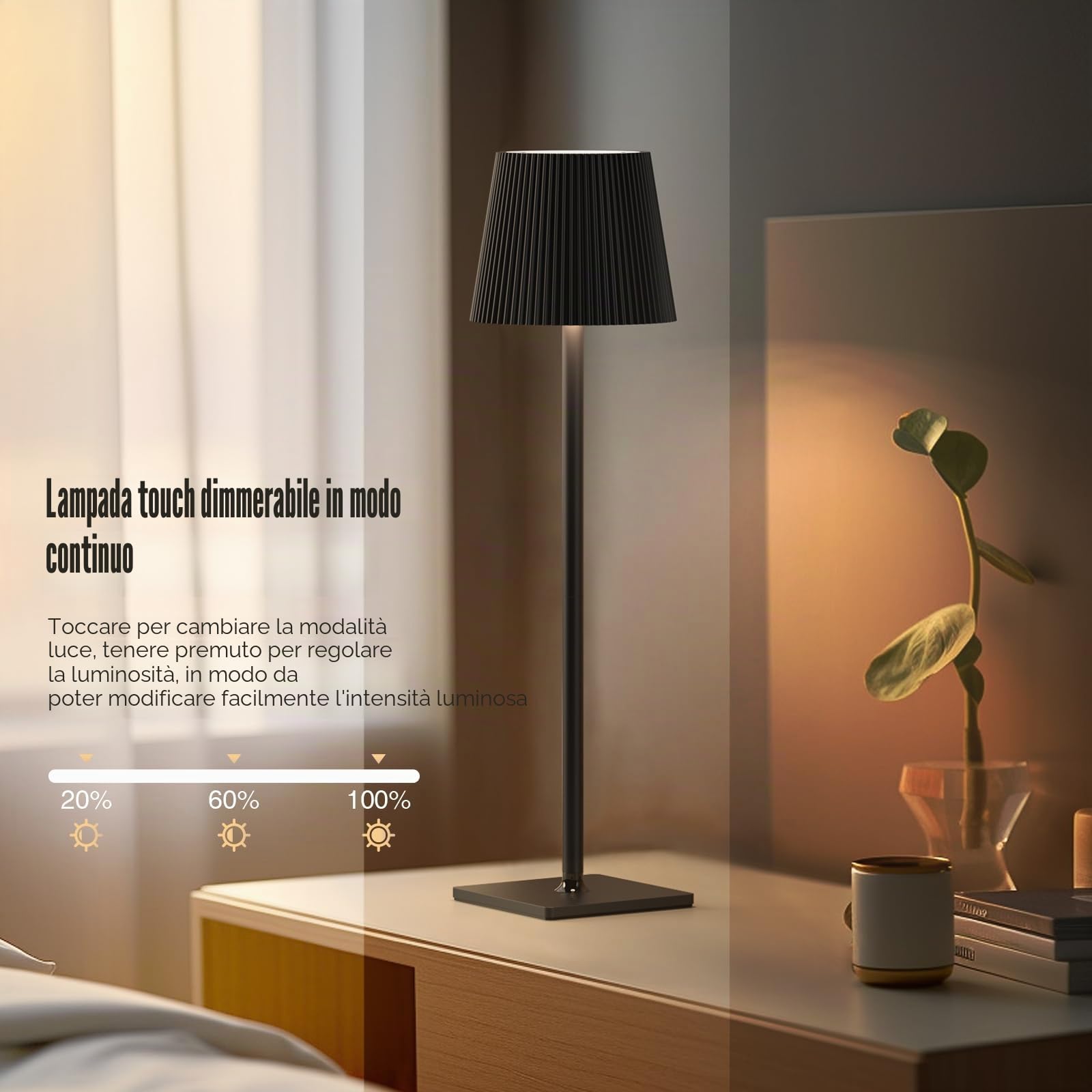 Lixada Lampada da tavolo LED con controllo touch e luce notturna dimmerabile, 3 temperature di colore per soggiorno, camera da letto, studio, ufficio