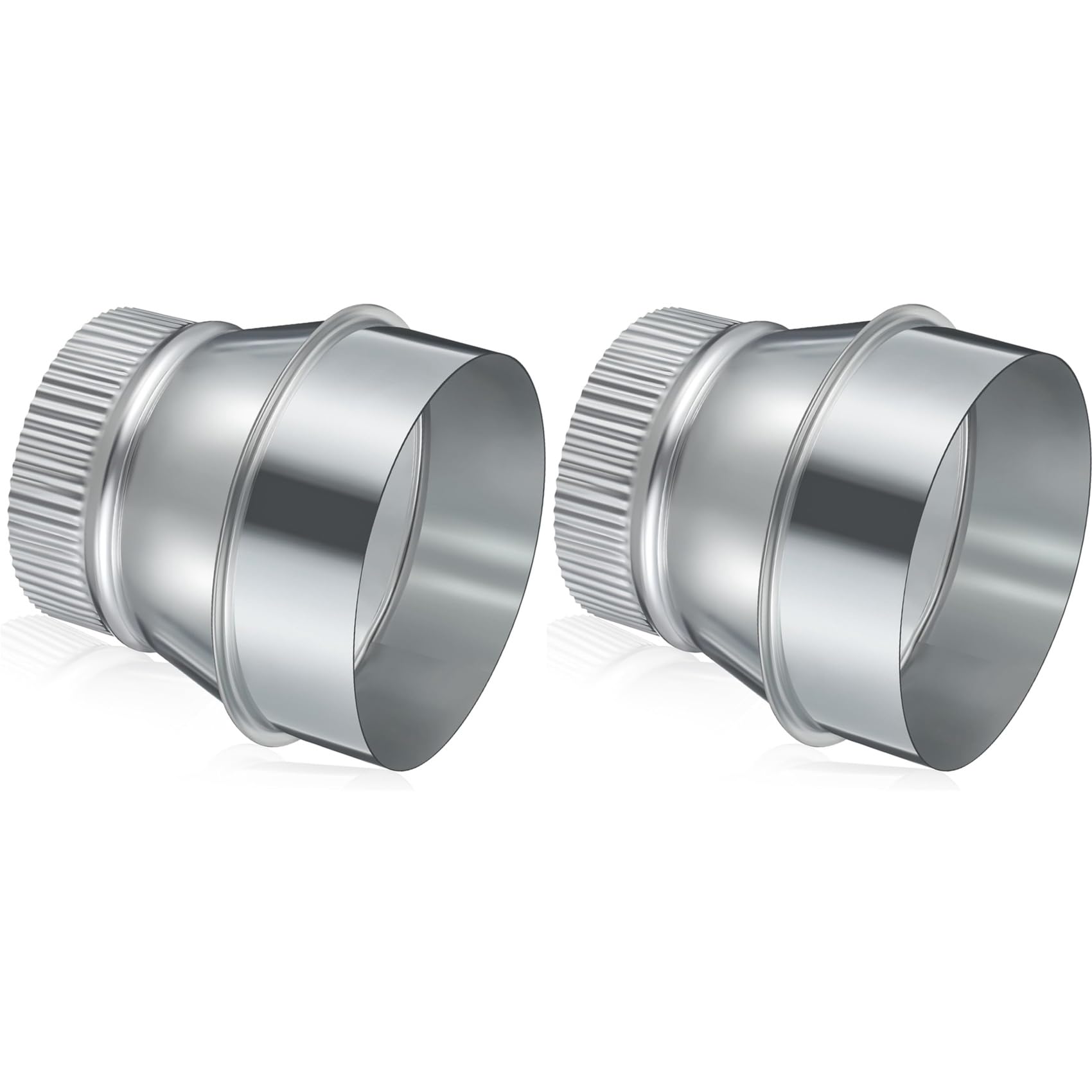 Jnchdghwa Silver 2Pcs 5 Inch To 4 Inch Duct Reducer Increaser Galvanized Steel Air Duct Adapter Round Crimped Pipe Connector
